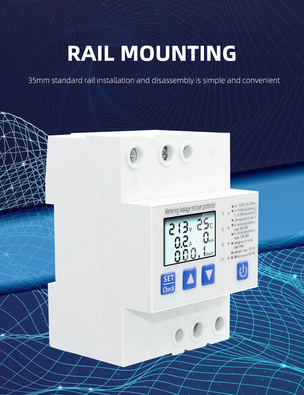 Устройство защиты с УЗО АПВ и функцией учета