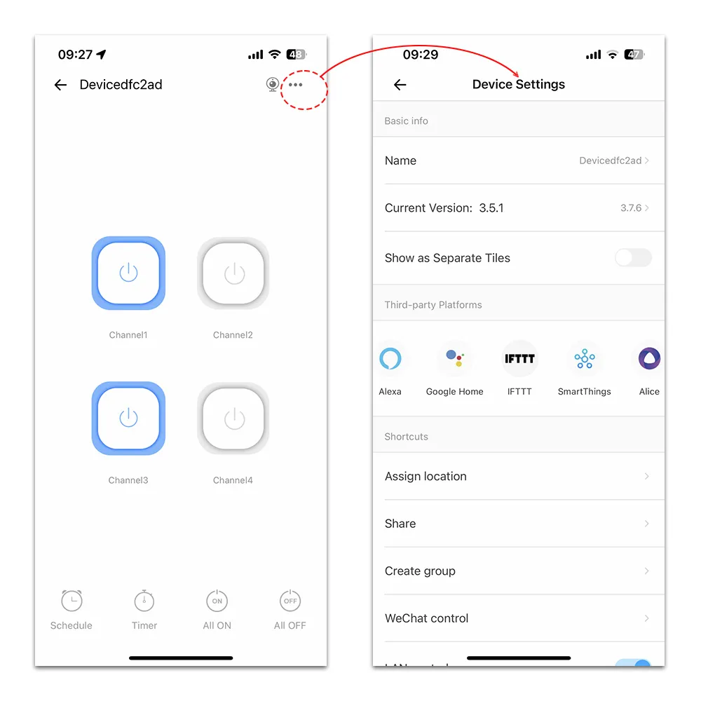Четырехканальный выключатель STC1-63/4W Ewelink