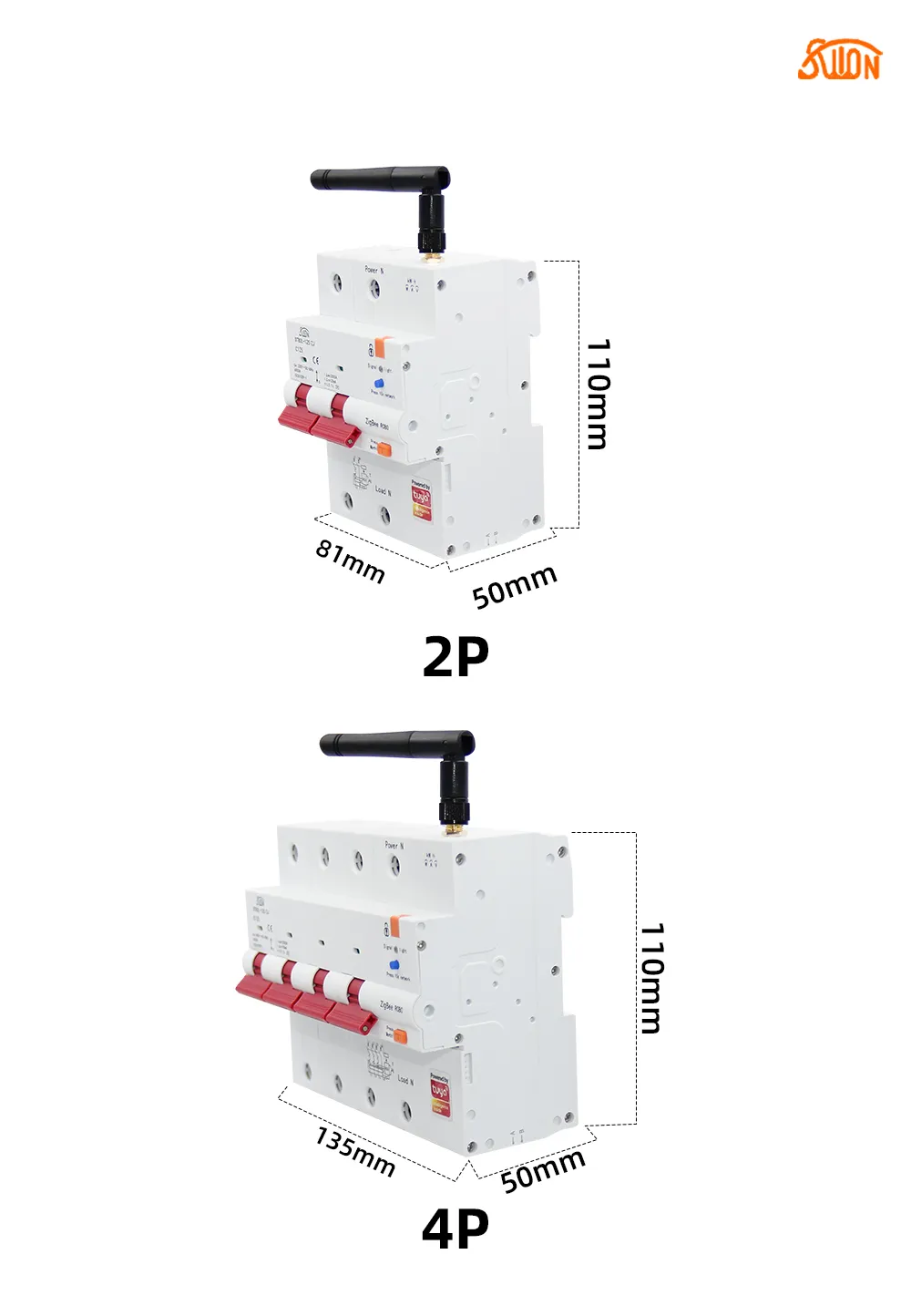 STB3L-125-ZJ Tuya Zigbee с УЗО и функцией учета
