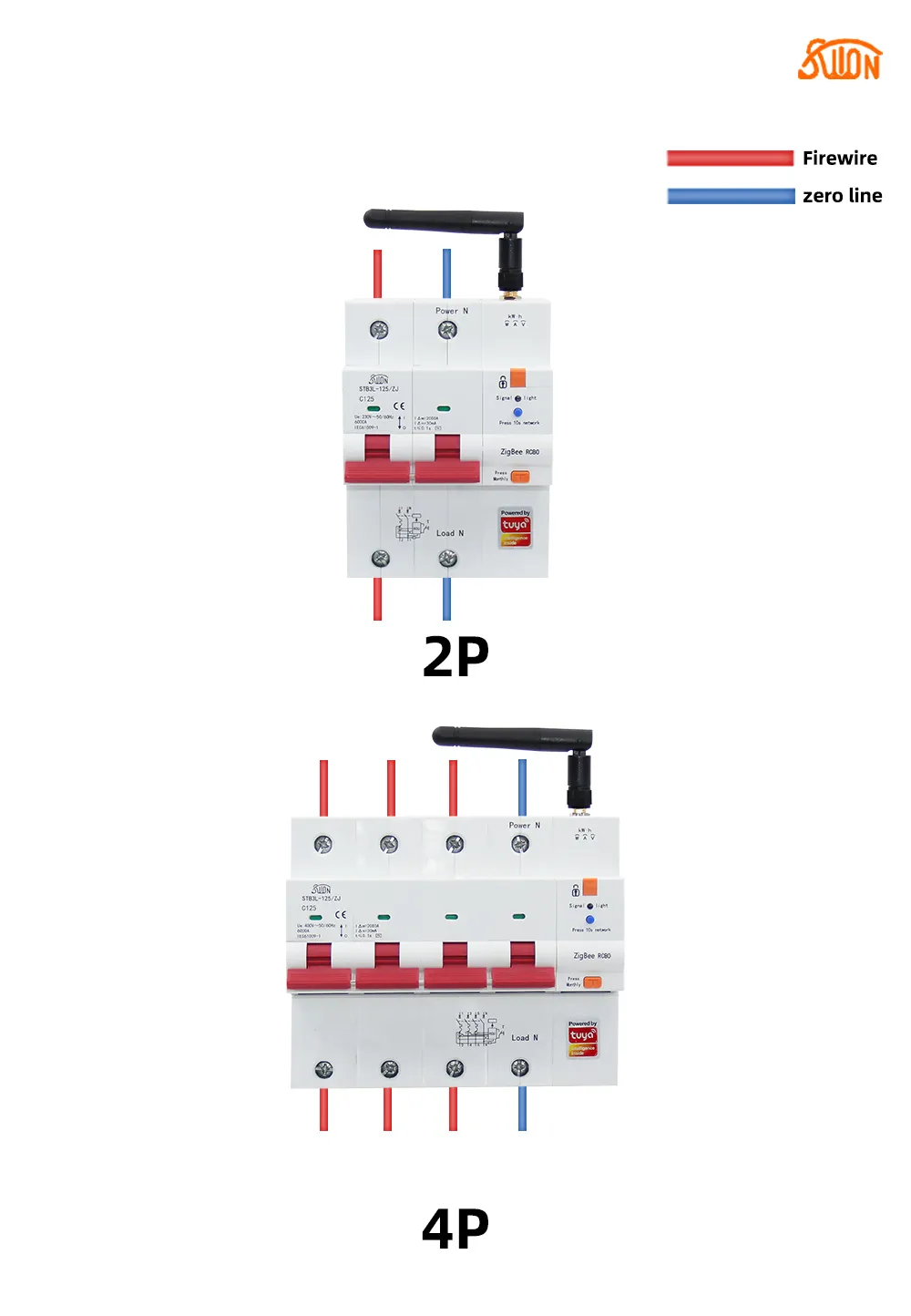 STB3L-125-ZJ Tuya Zigbee с УЗО и функцией учета