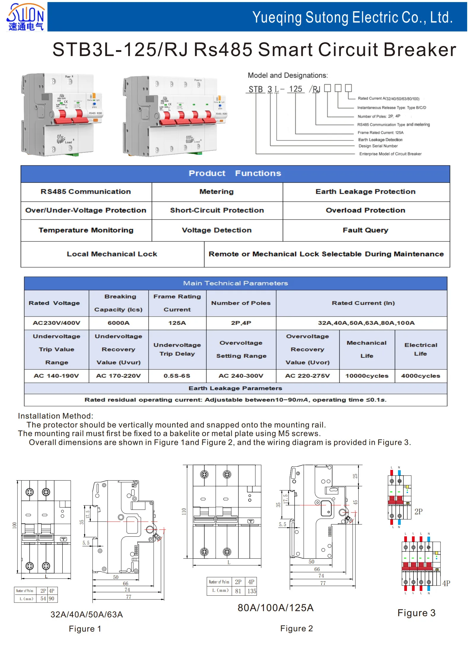 STB3L-125-RJ с функцией учета и защитой от утечки тока
