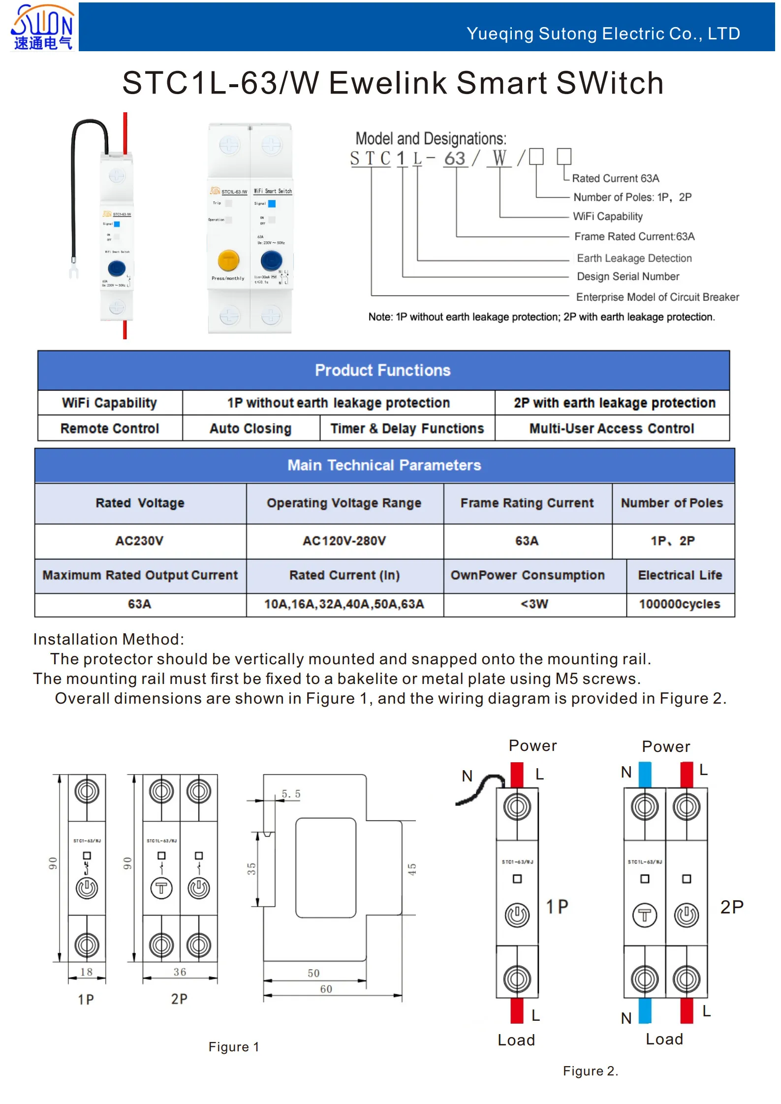 STC1-63-W eWeLink WiFi с УЗО