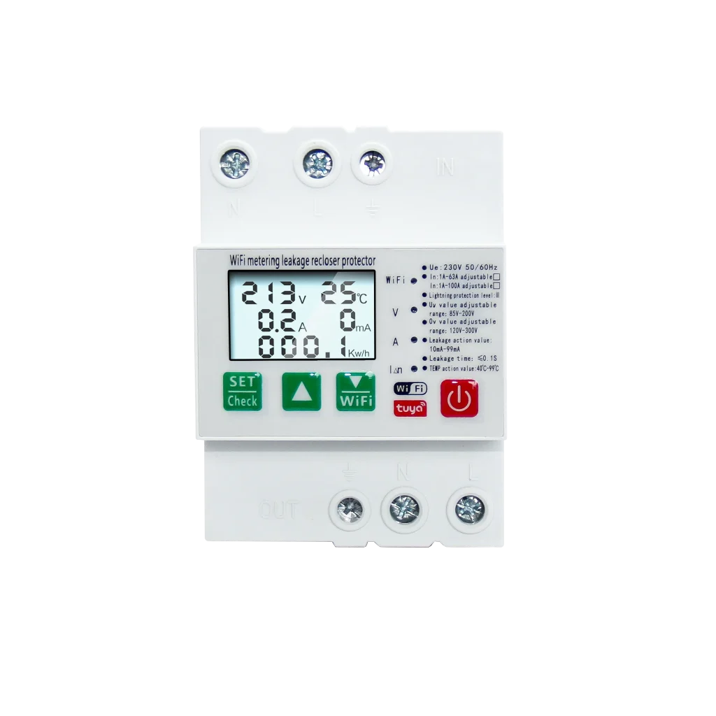 WiFi устройство защиты с УЗО АПВ функцией учета и дисплеем