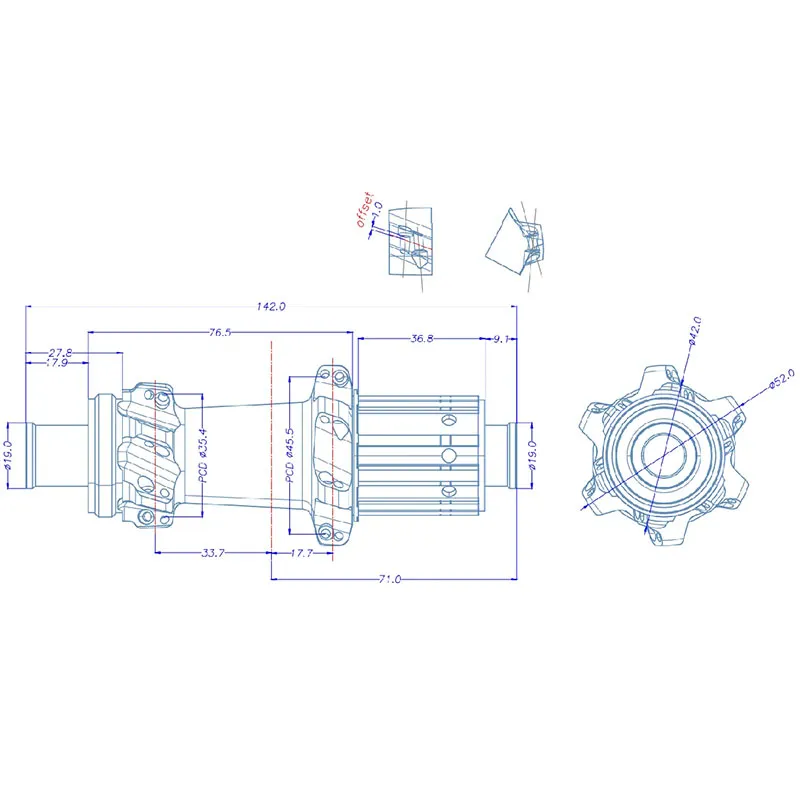 RH-SS260 Сквозная ось горная дисковая втулка XDR 24 отверстия