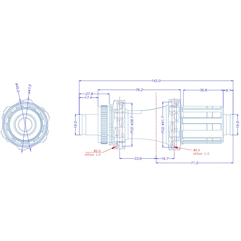 RH-SS330-DB-HG Шоссейная дисковая втулка с телом фрихаба Shimano HG