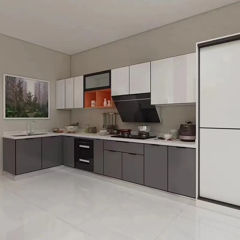 Полностью алюминиевые встроенные кухонные шкафы