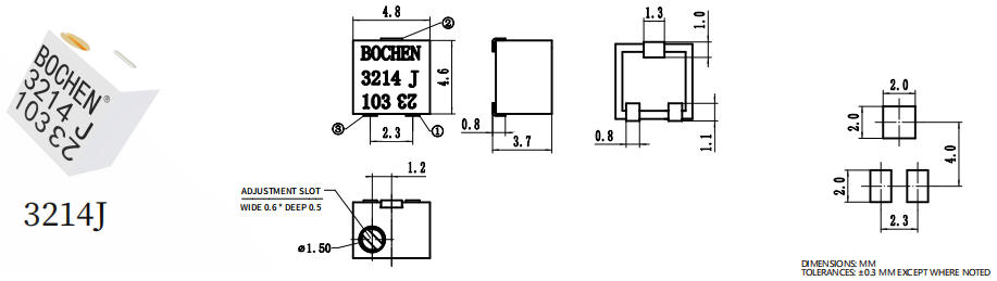 BOCHEN 3214J 0,25 Вт, 10 кОм, 5 витков 862 (1)