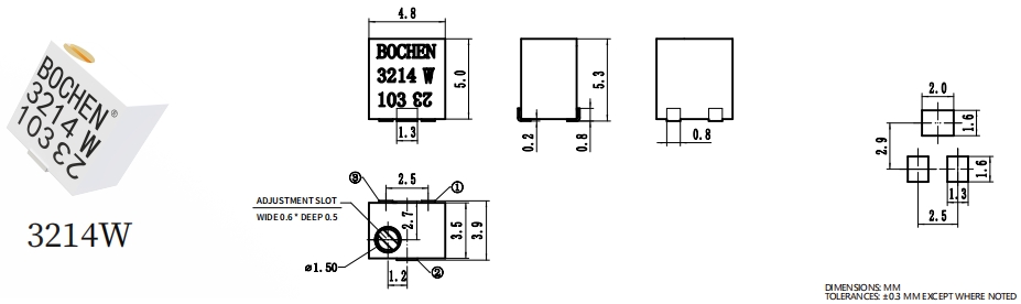 BOCHEN 3214W 0,25 Вт, 10 кОм, 4 мм 862 (1)