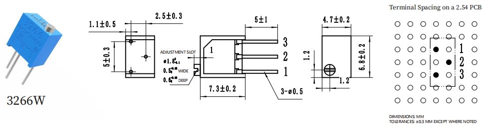 BOCHEN 3266W-1-502LF 0,25 Вт, 5 кОм, с проходными отверстиями 862 (1)