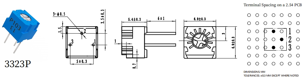 BOCHEN 3323P 103 10K RoHS Однооборотный переменный резистор Подстроечный потенциометр 862 (1)