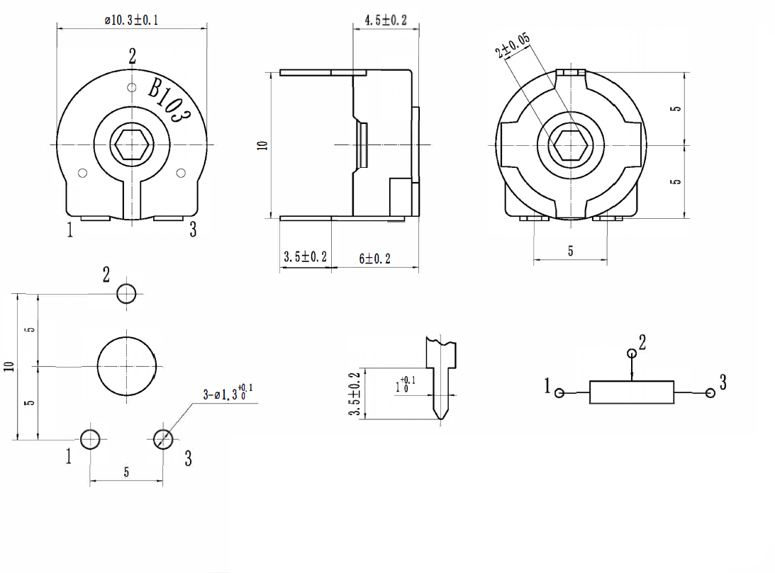 BOCHEN PT10 50 кОм, 100 кОм, 200 кОм, 500 кОм, 200 Ом 852 (1)