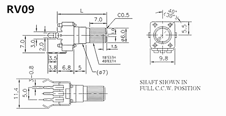 BOCHEN RV09, 9 мм, 5 кОм, 10 кОм 852 (1)