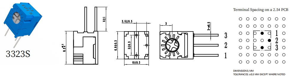 Прецизионный подстроечный потенциометр BOCHEN 3323S 0.5W 1K-500K Ом 862 (1)