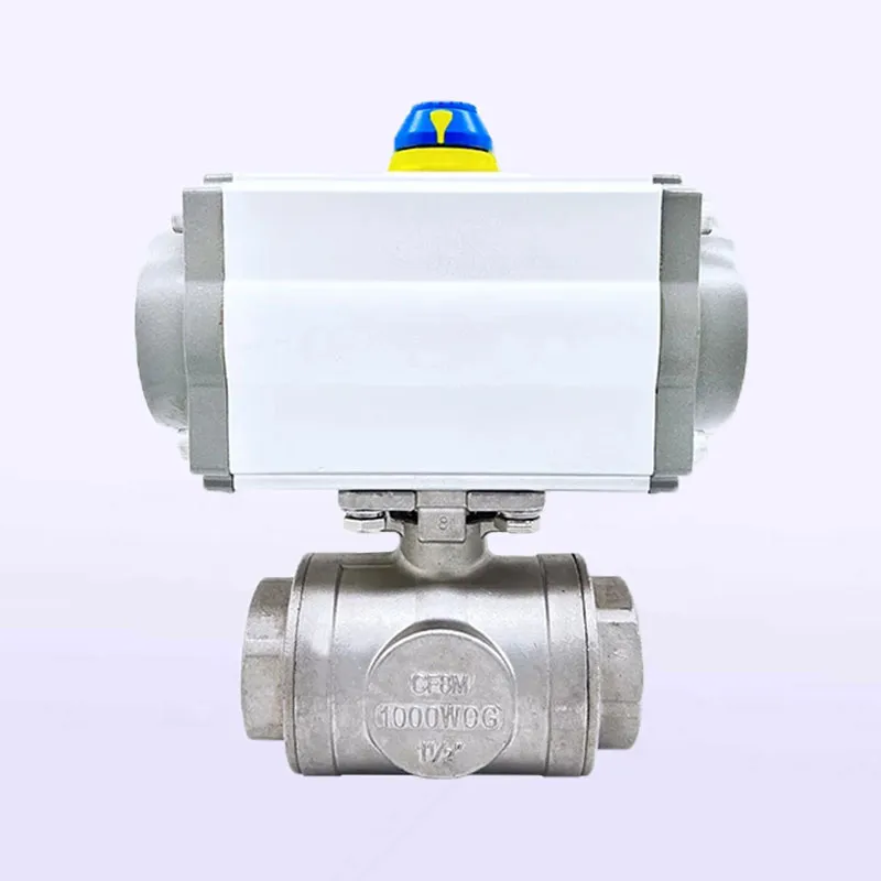 Пневматический трёхходовой шаровой клапан