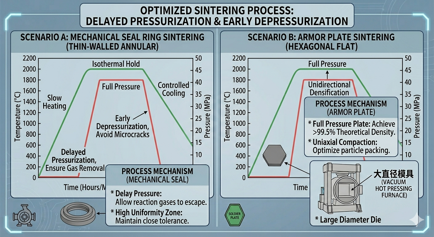 Hot pressing sintering temperature-pressure-time synergistic curve
