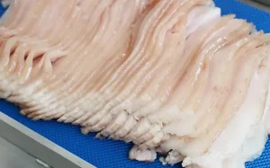 результат нарезки мяса машиной