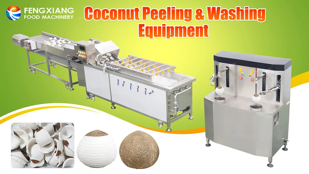 машина для очистки и мойки кокоса на производстве