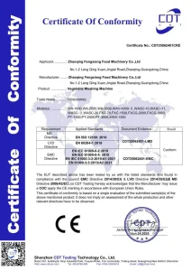 сертификат на машину для мытья овощей