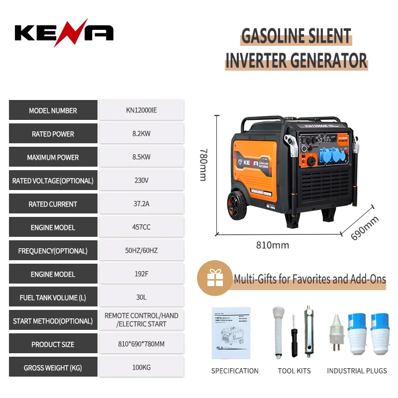 12000ie — портативный тихий инверторный двухтопливный генератор, компактный бытовой мощный бензиновый генератор для уличной торговли и кемпинга