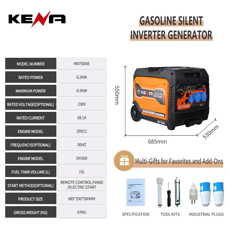 7500ie — сверхтихая инверторная серия 50 Гц, 1,8 кВт, 2 кВт, 2,5 кВт, 3 кВт, 3,5 кВт, 4,5 кВт, 6 кВт, 6,5 кВт, портативный бензиновый генератор