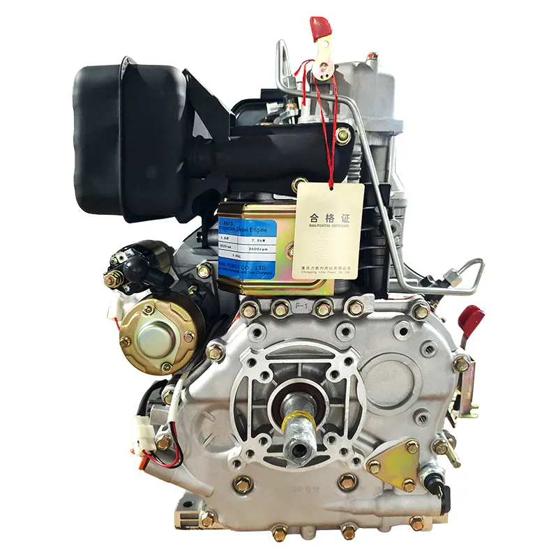 Дизельный двигатель с электрическим пуском, одноцилиндровый, с воздушным охлаждением  механический двигатель, 4-тактный, с непосредственным впрыском топлива