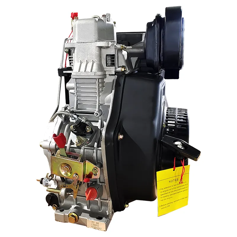 Дизельный двигатель с электрическим пуском, одноцилиндровый, с воздушным охлаждением  механический двигатель, 4-тактный, с непосредственным впрыском топлива