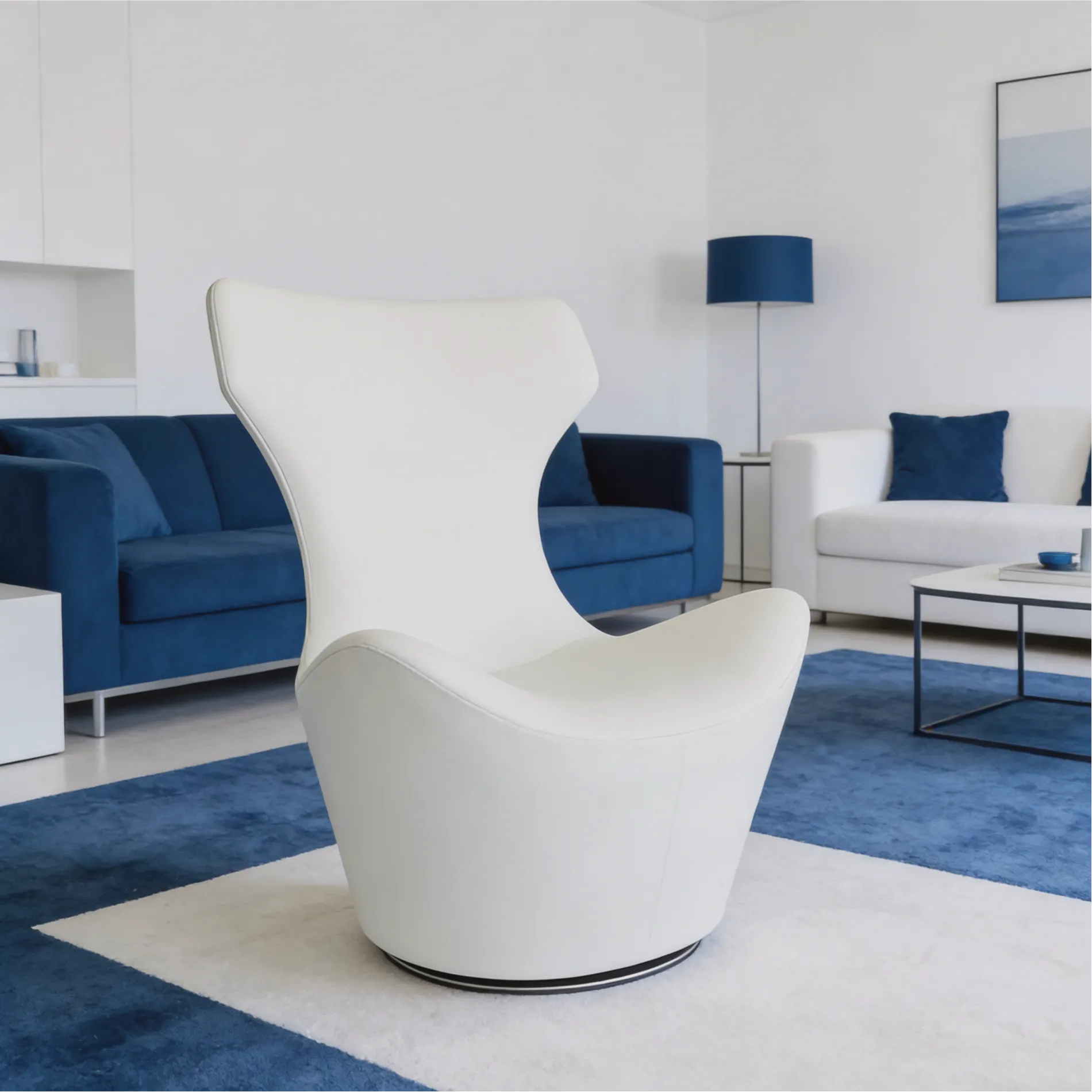 Кресло Grande Papilio из белой ткани