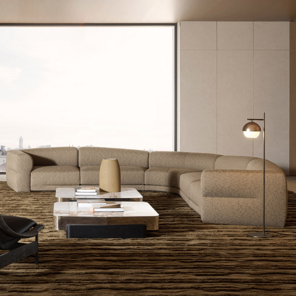 Итальянский минимализм: Скульптурный модульный диван премиум-класса.