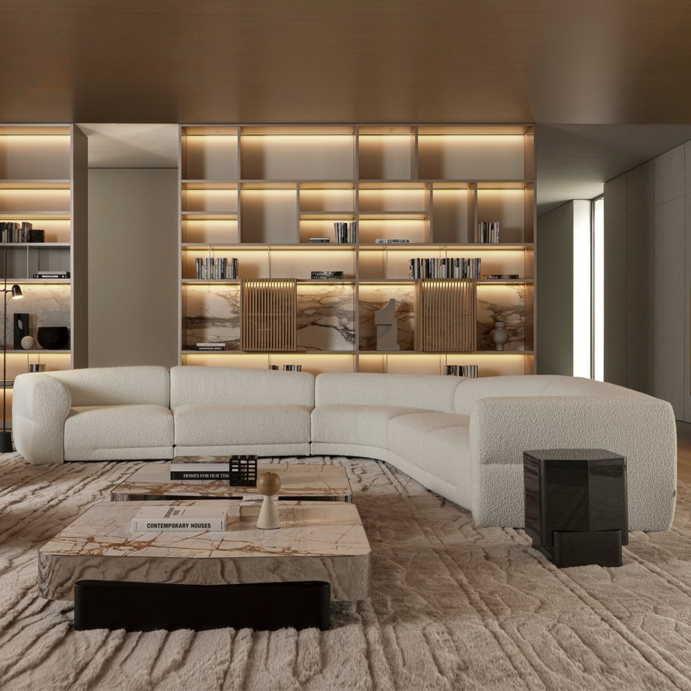 Итальянский минимализм: Скульптурный модульный диван премиум-класса.