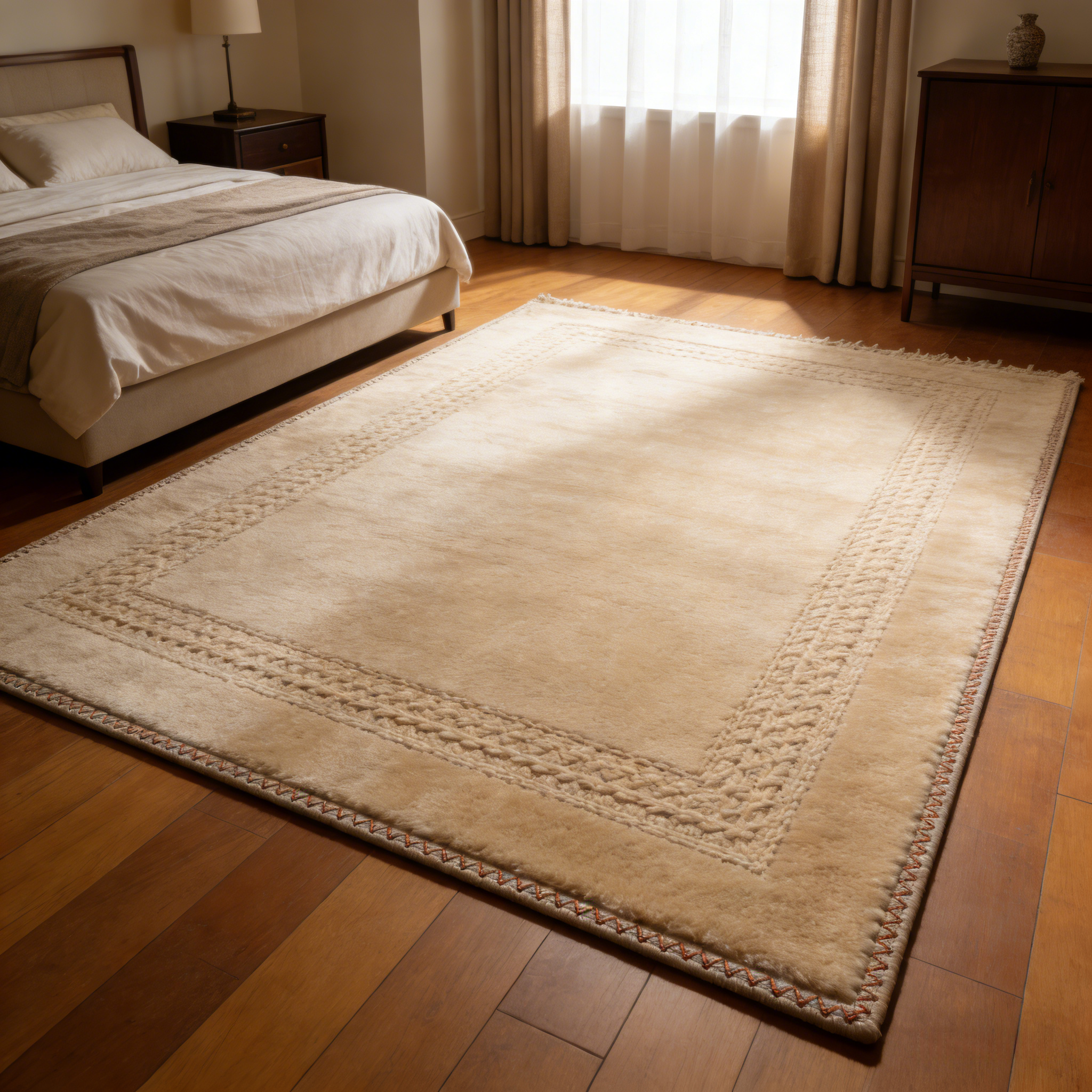 Дизайнерский плюшевый ковер “Warm Sand” (Теплый песок) с фактурной каймой