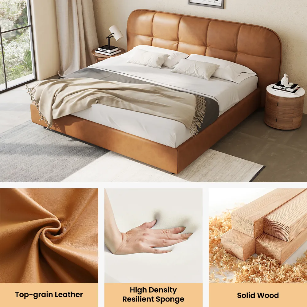 Кровать с кожаной обивкой