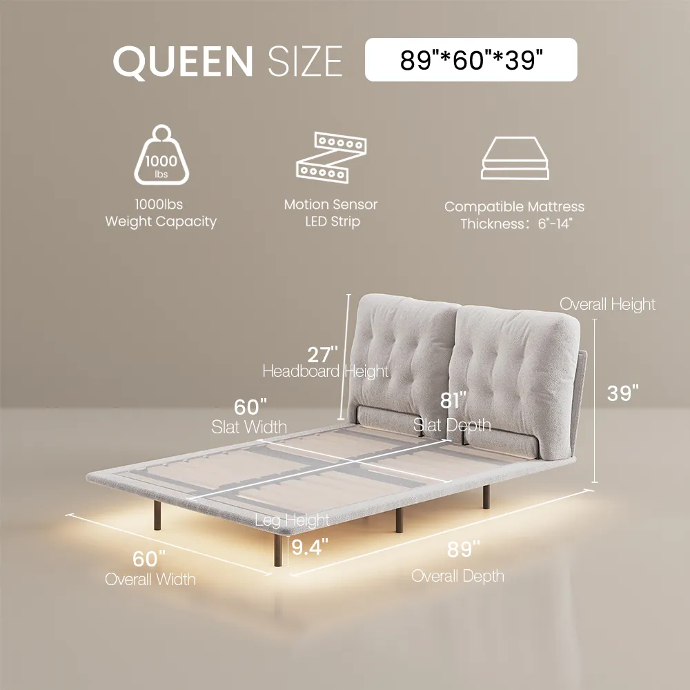 Кровать с мягкой обивкой и освещением