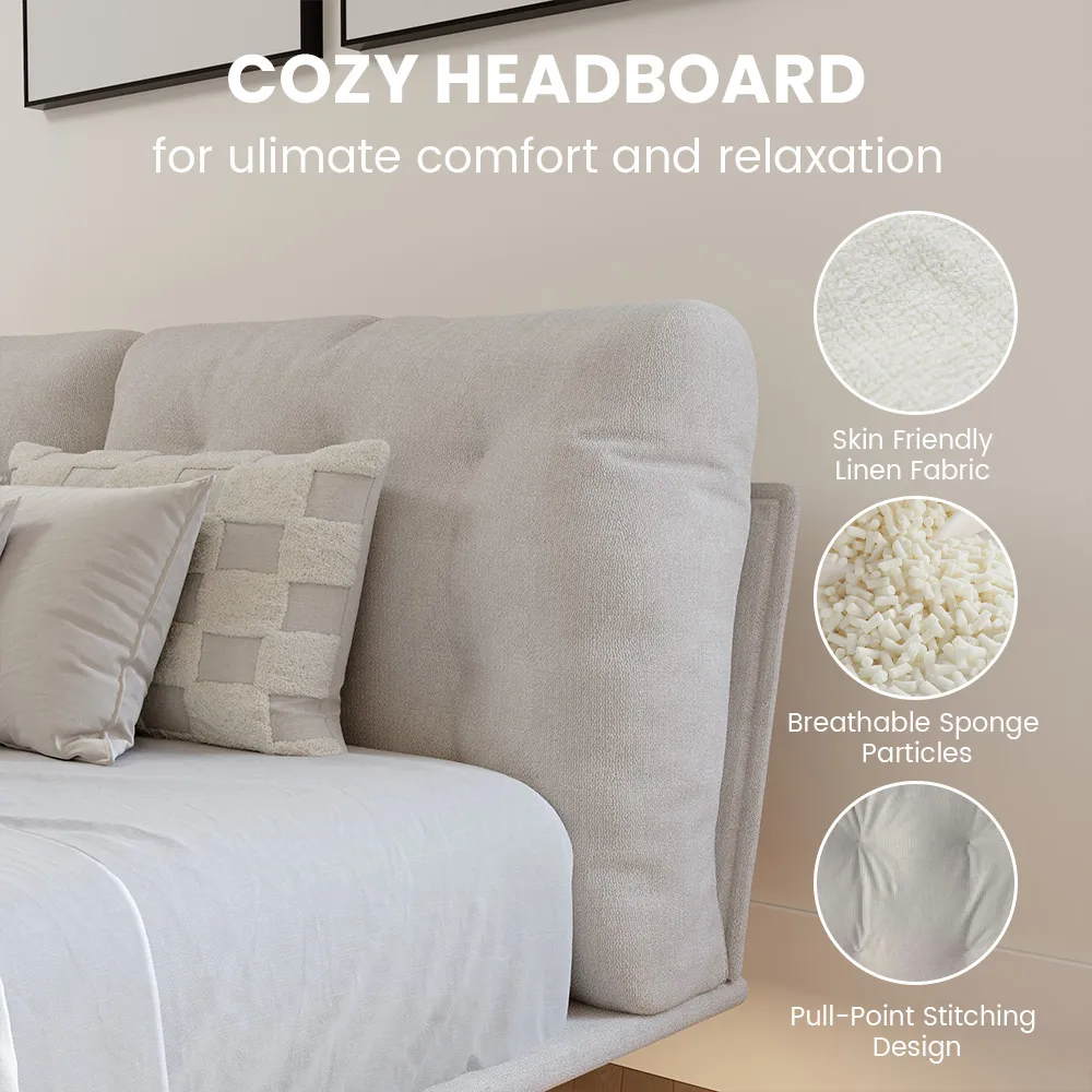 Кровать с мягкой обивкой и освещением