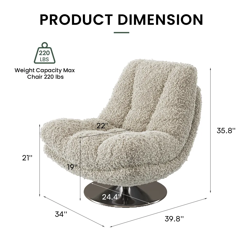 Современный вращающийся на 360° бежевый диван-кресло Teddy