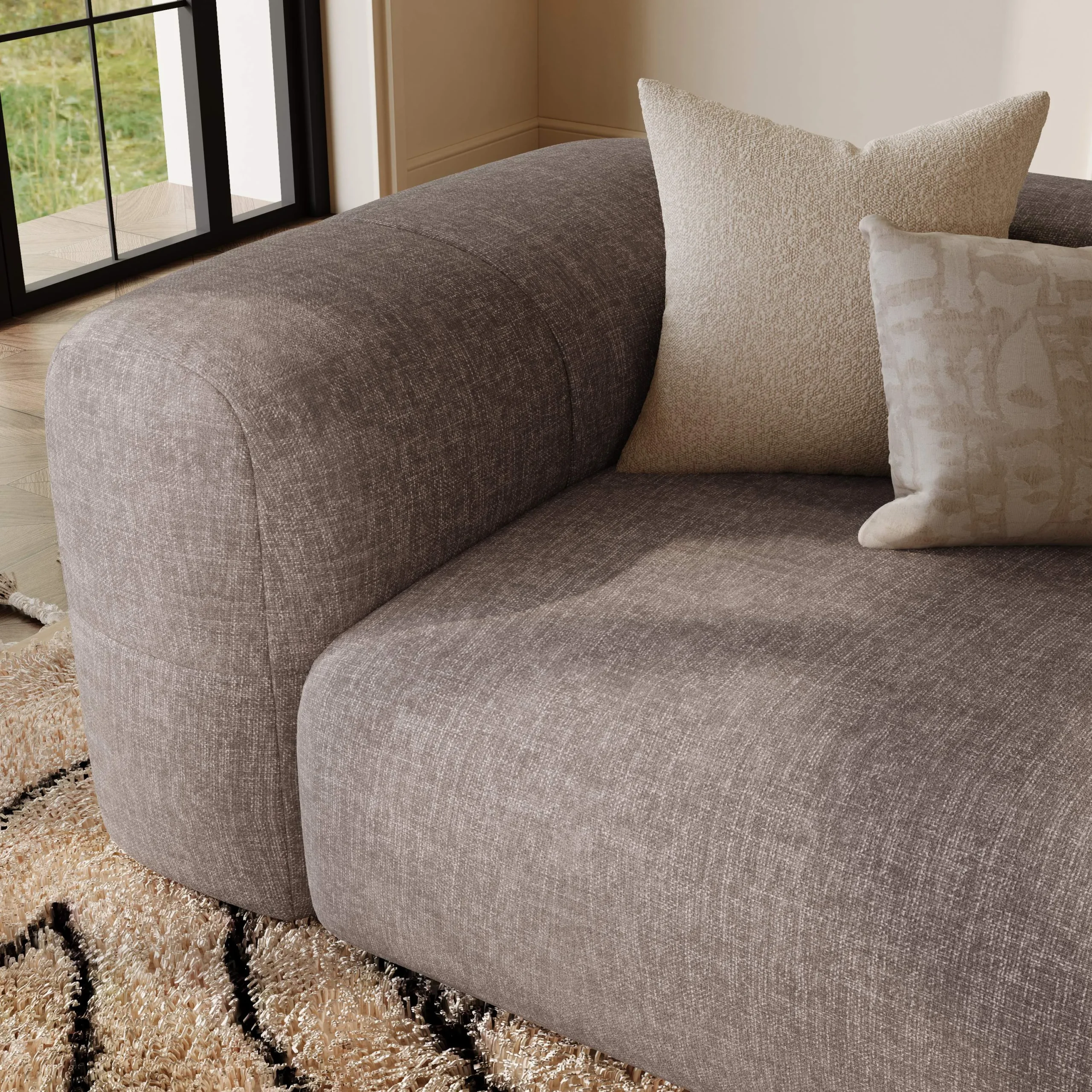 Минималистский 2-3-местный винтажный диван из синели для гостиной