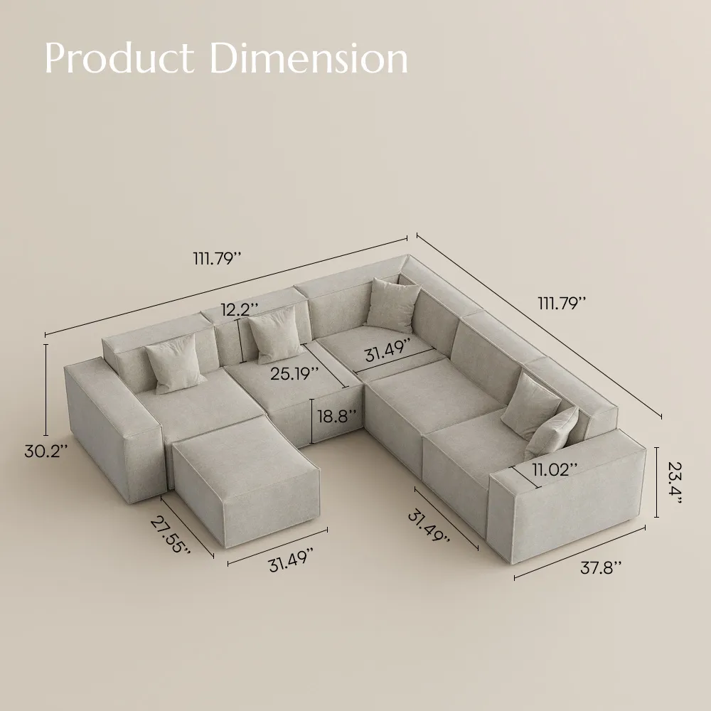 Barrett — модульный секционный диван шириной 143,30 дюйма, подходящий для домашних животных