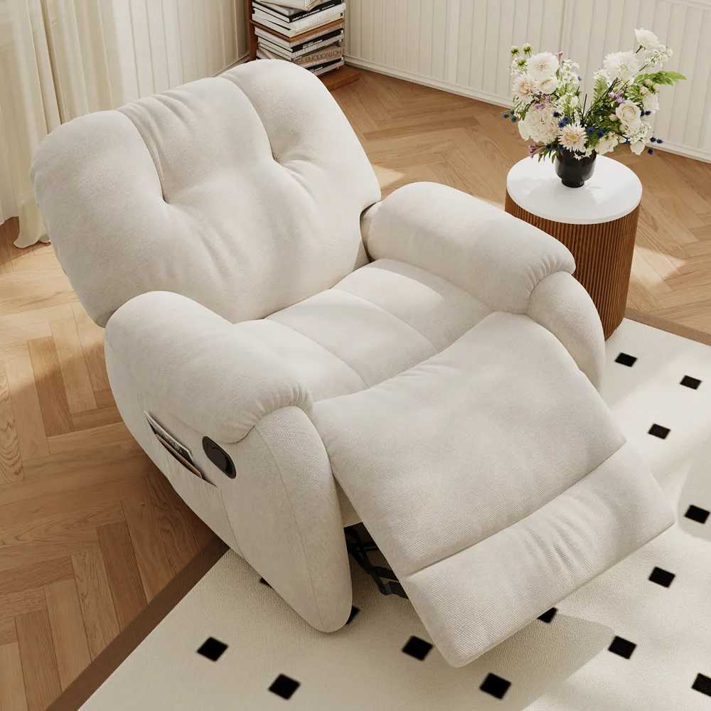 Поворотное кресло-качалка с плюшевой обивкой и функцией нагрева графена