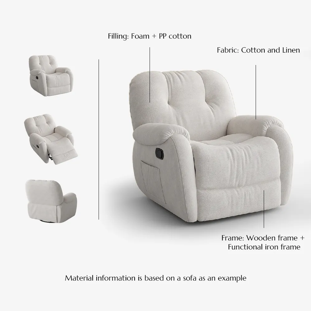 Поворотное кресло-качалка с плюшевой обивкой и функцией нагрева графена