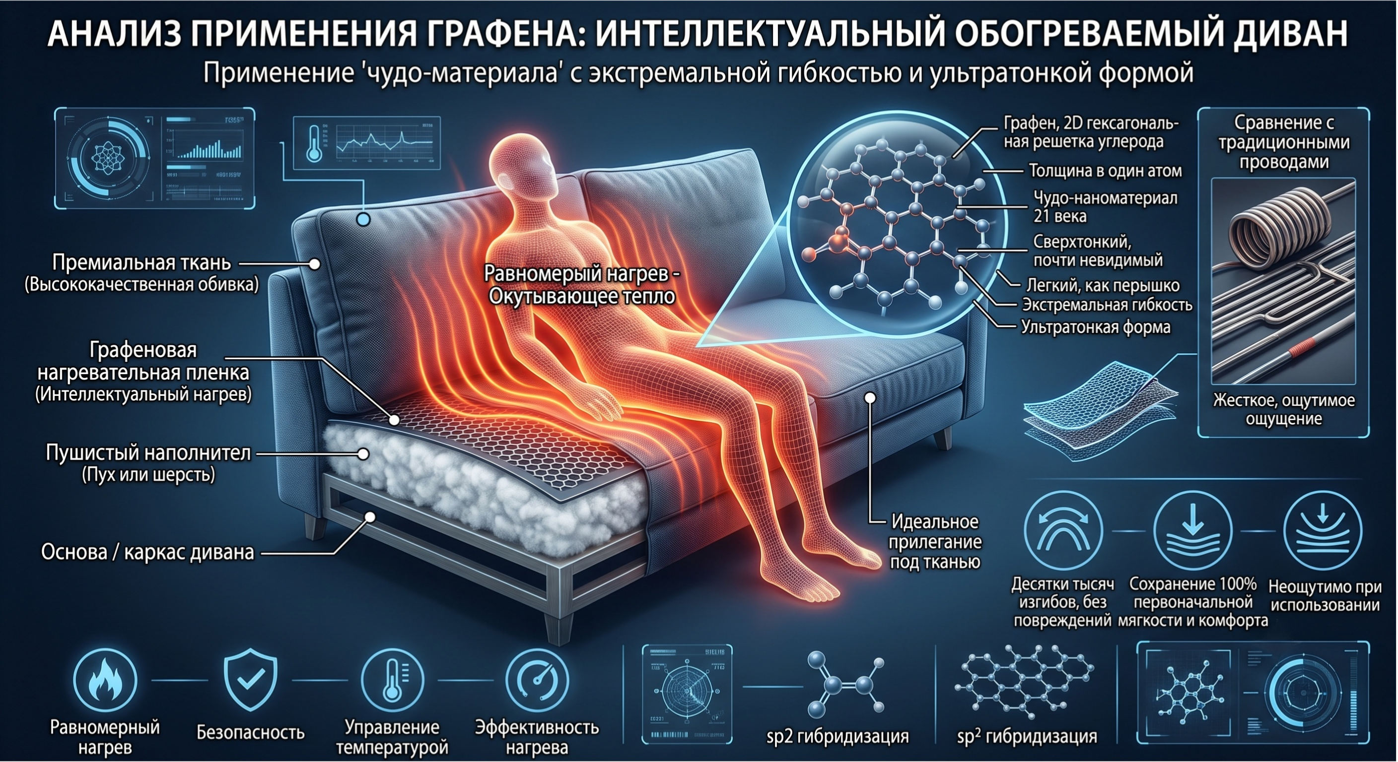 Технические преимущества инновационного дивана с интеллектуальным обогревом