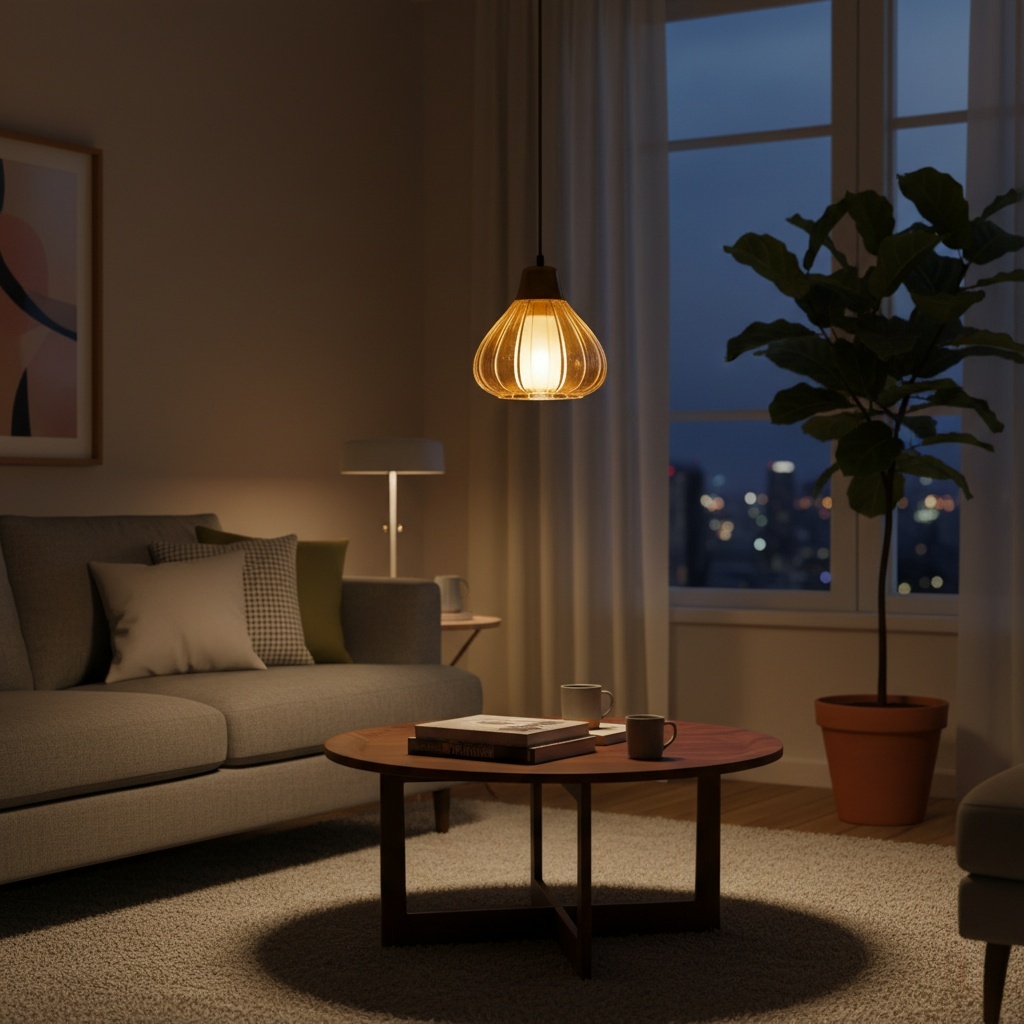 Дизайнерский подвесной светильник из рифленого стекла «Amber Drop»