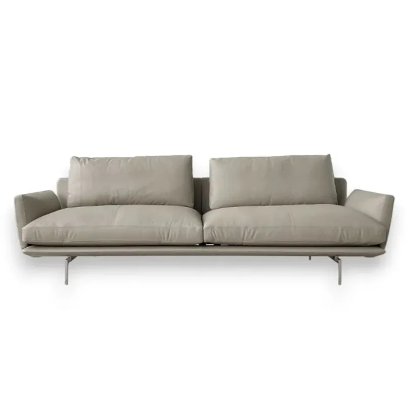 Кожаный диван Get Back цвета голубино-серый