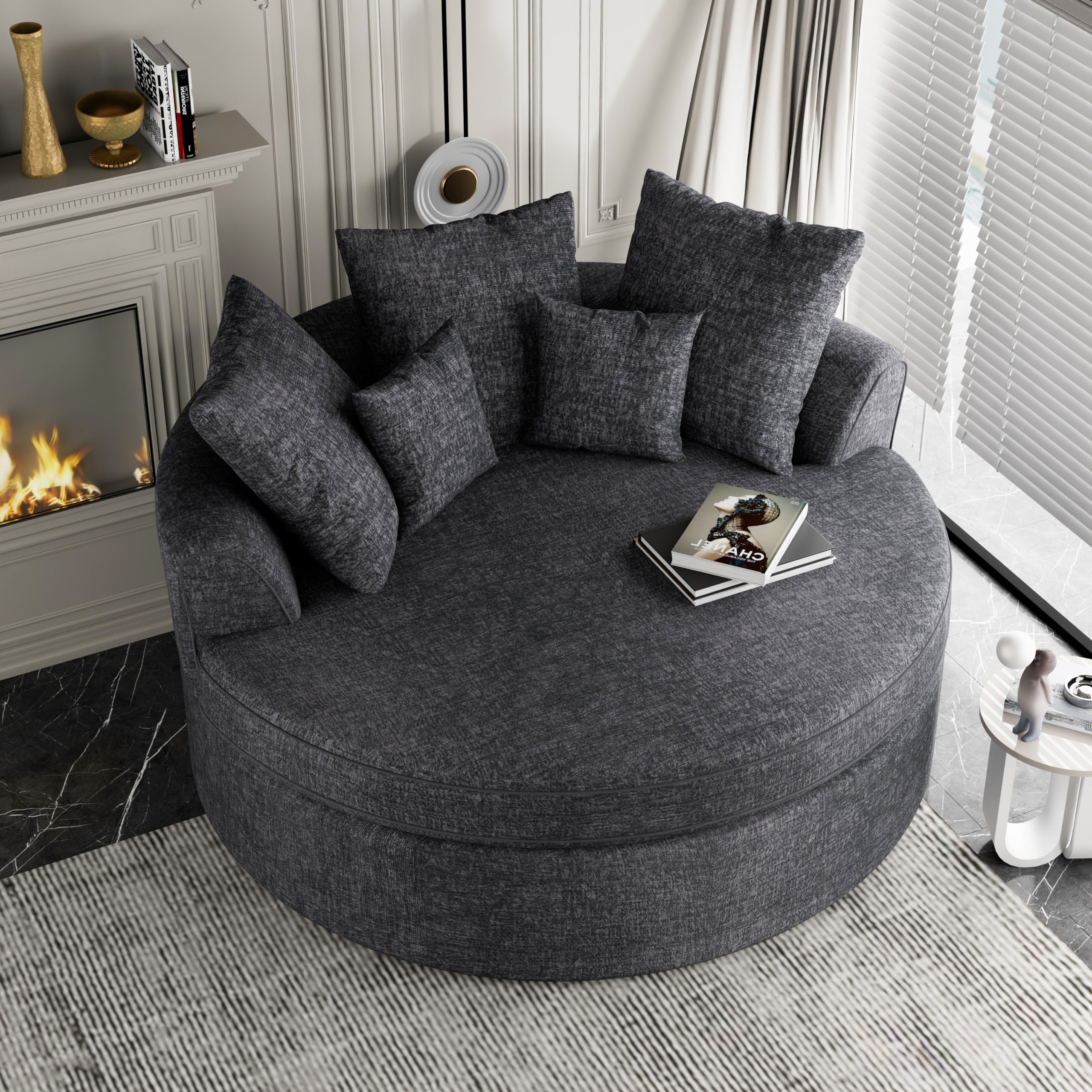 Современное круглое кресло-диван из шенилла