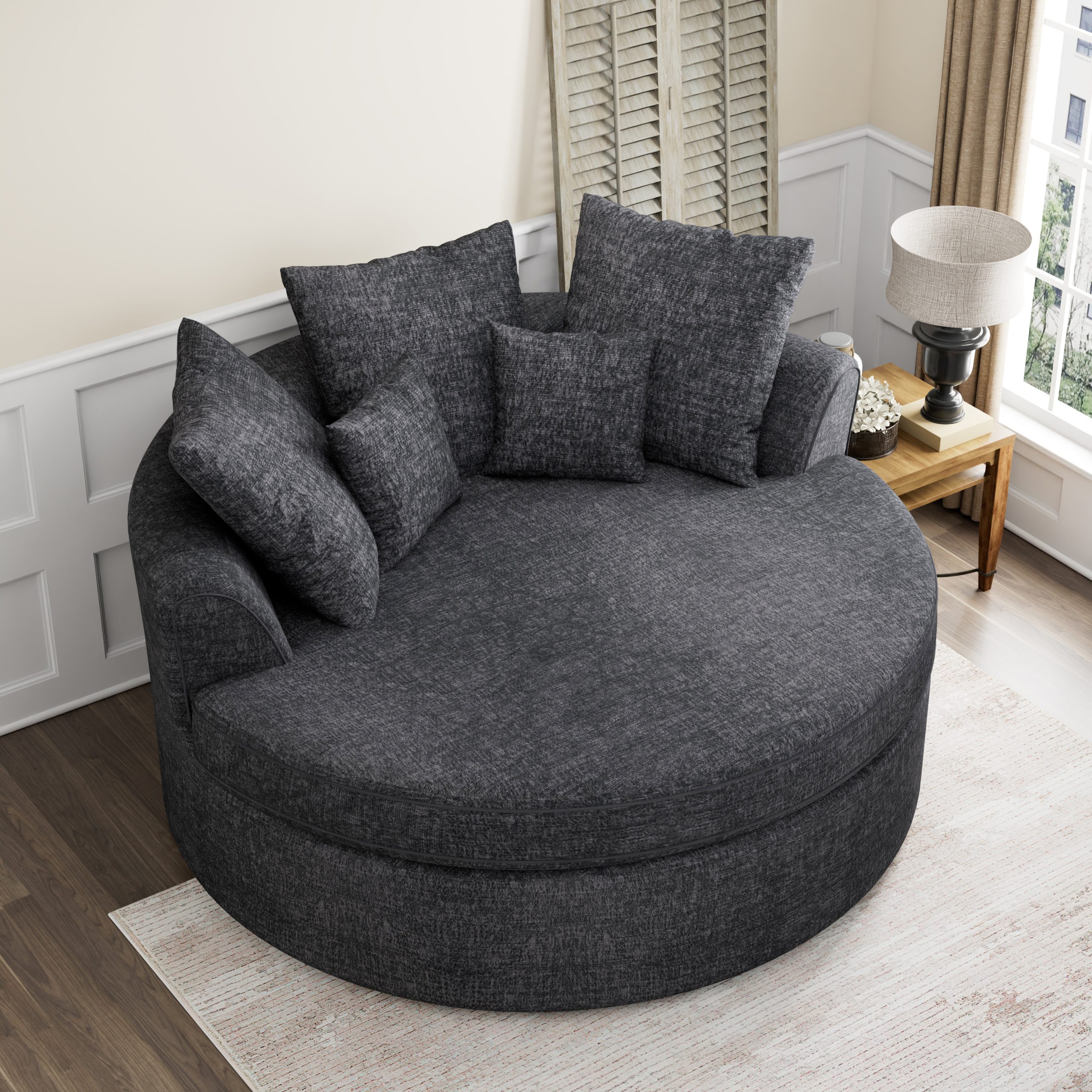 Современное круглое кресло-диван из шенилла