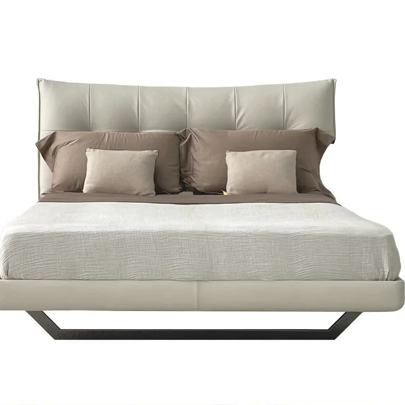 Белая кожаная кровать Aurora Tre