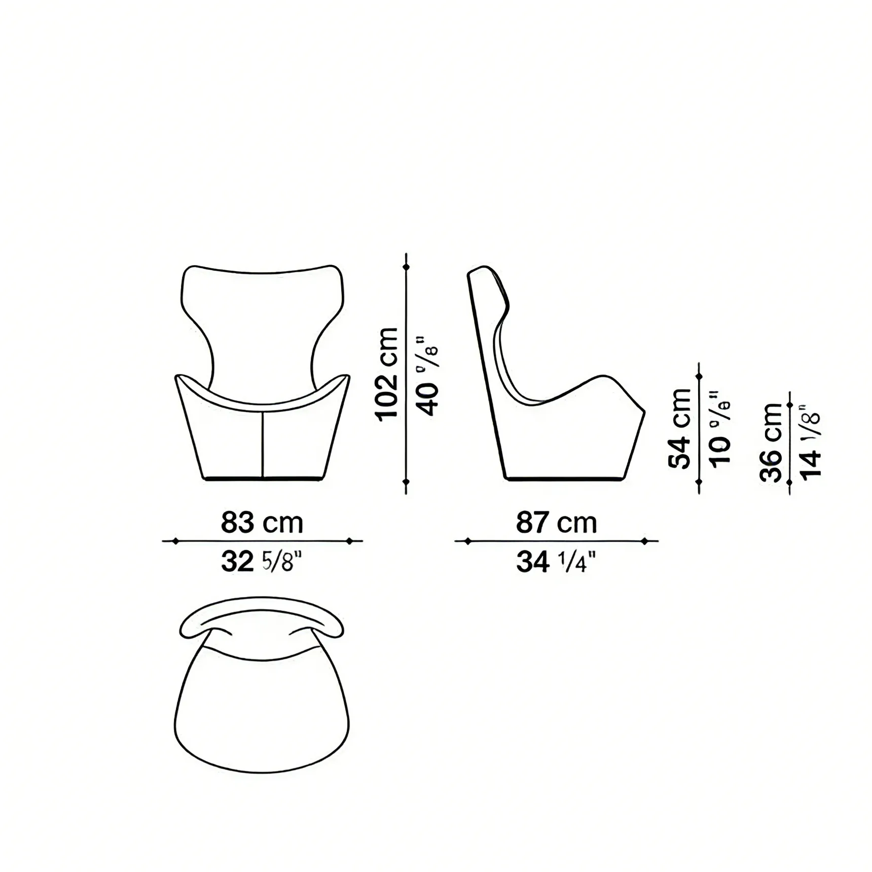 Кресло Grande Papilio из белой ткани