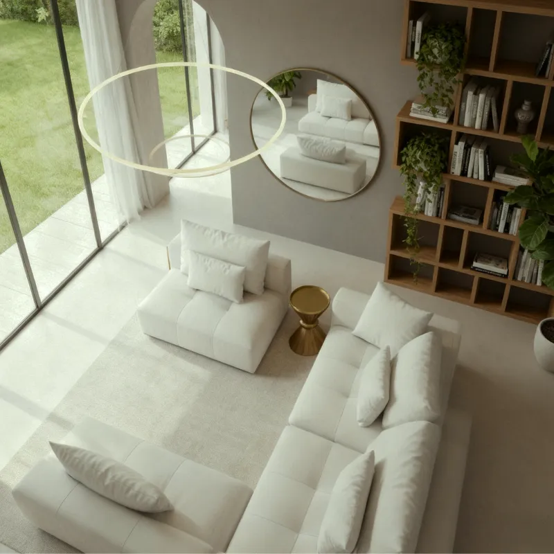 «Дышащая» гостиная: гармония природы и современных линий