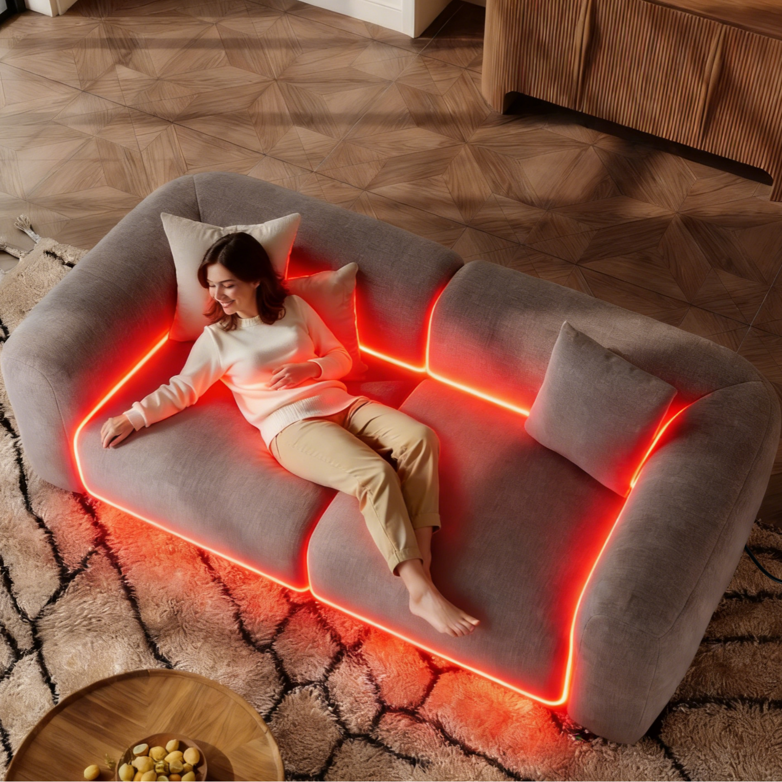 Минималистский 2-3-местный винтажный диван из синели для гостиной