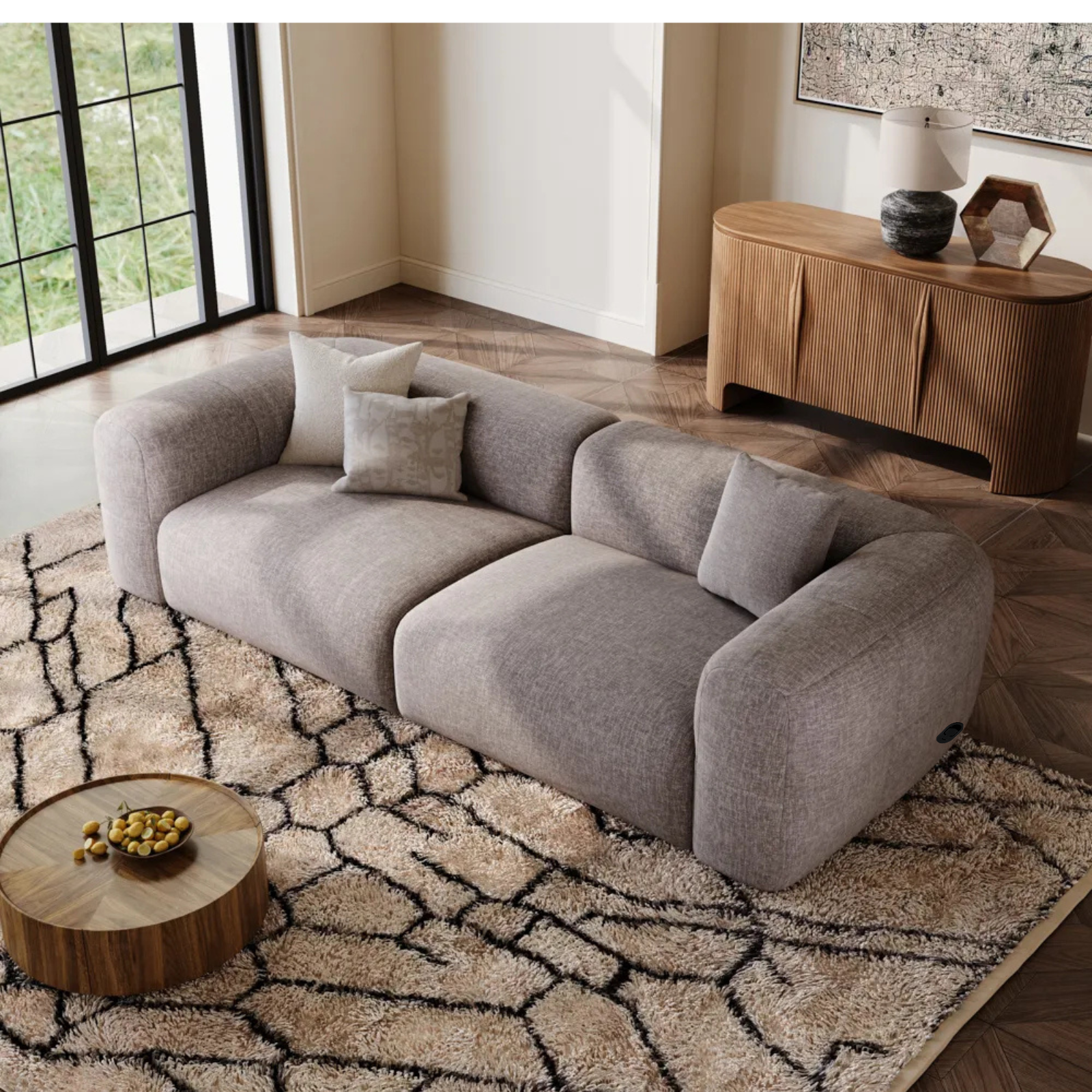 Минималистский 2-3-местный винтажный диван из синели для гостиной