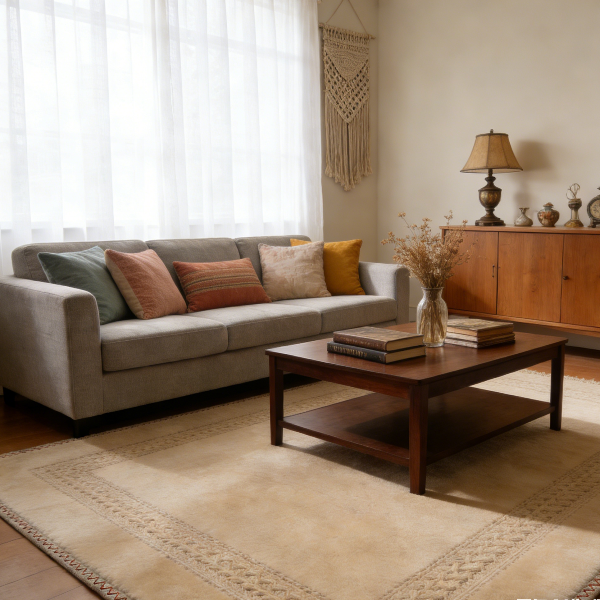 Дизайнерский плюшевый ковер “Warm Sand” (Теплый песок) с фактурной каймой