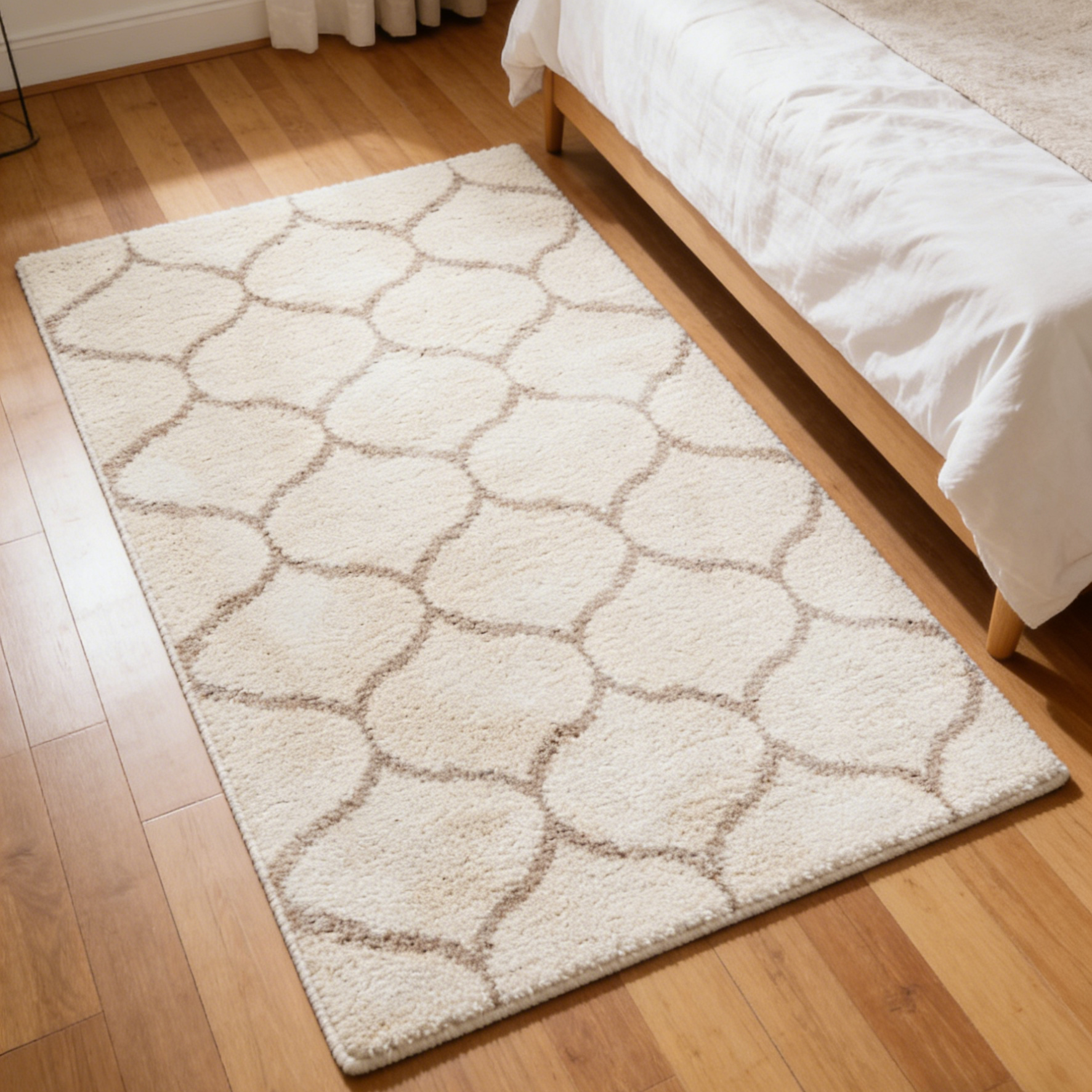 Пушистый ковер Shaggy с марокканским узором и бахромой (Кремовый/Бежевый)